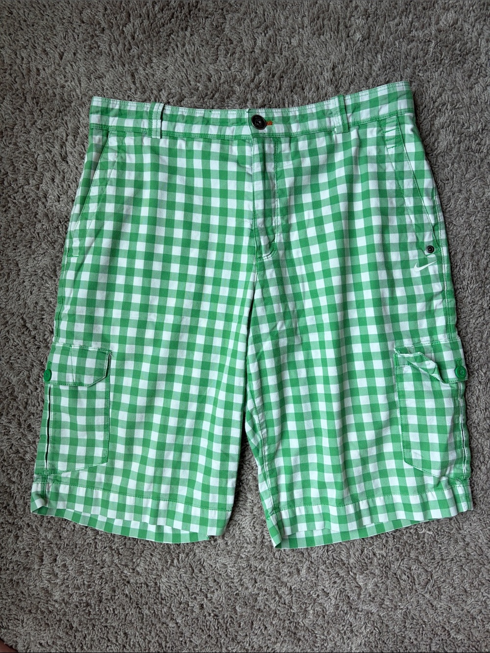 Nike Men's Green Gingham Golf Shorts